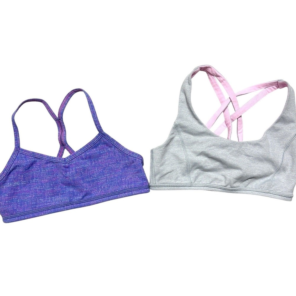 Ivivva Lululemon Girls Sports Bra Lot of 2 Purple Space Dye Grey Pink Size 12